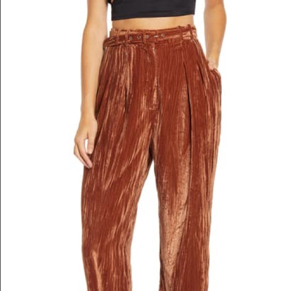 WAYF Velvet High-Waisted pant rust colored Trouser Pant XS - Picture 9 of 16